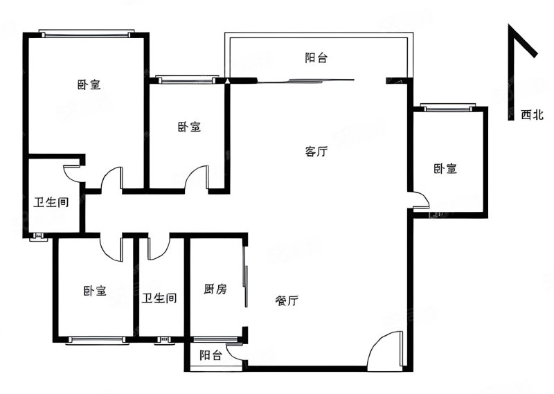 五洲家园(一期)4室2厅2卫109.23㎡西北185万