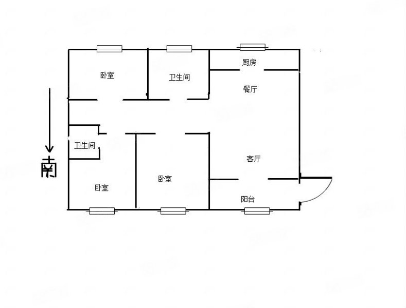 至尊名郡3室2厅2卫131㎡南北68万