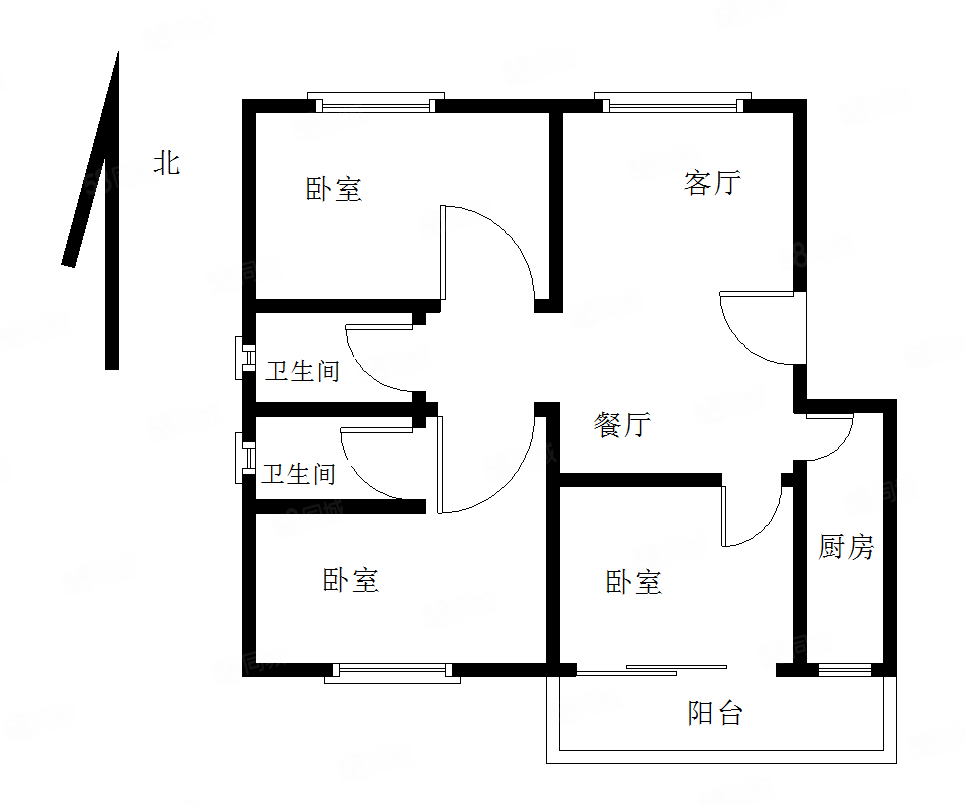 银鹭苑3室2厅2卫110.66㎡南北135万