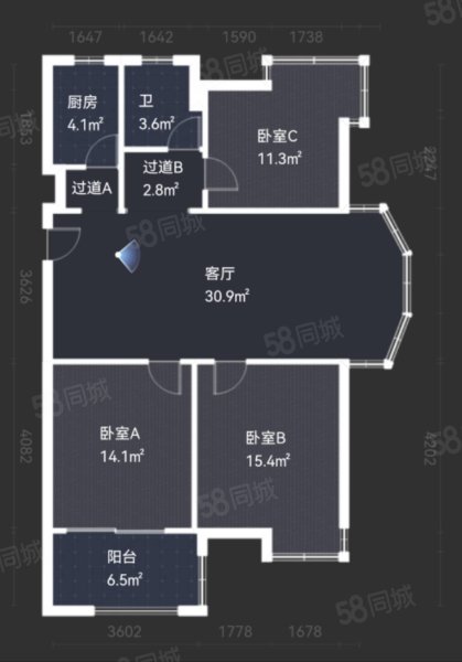 如意金水湾3室2厅2卫109.3㎡南北262万