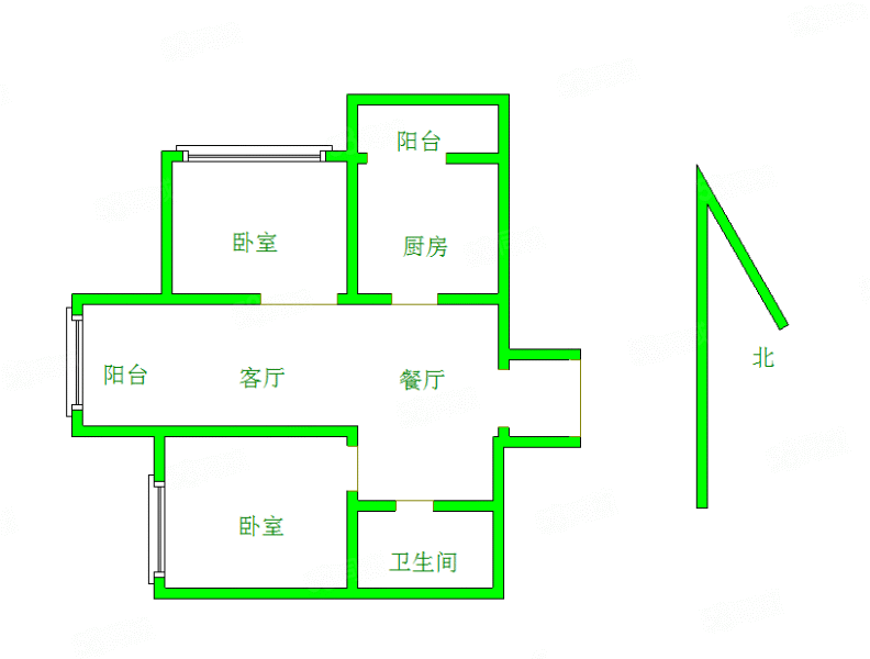 汇雅风尚2室1厅1卫89.8㎡西北80万