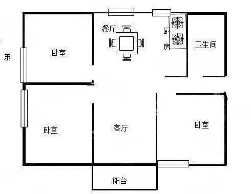 丽水雅苑3室2厅1卫89.17㎡南北115万