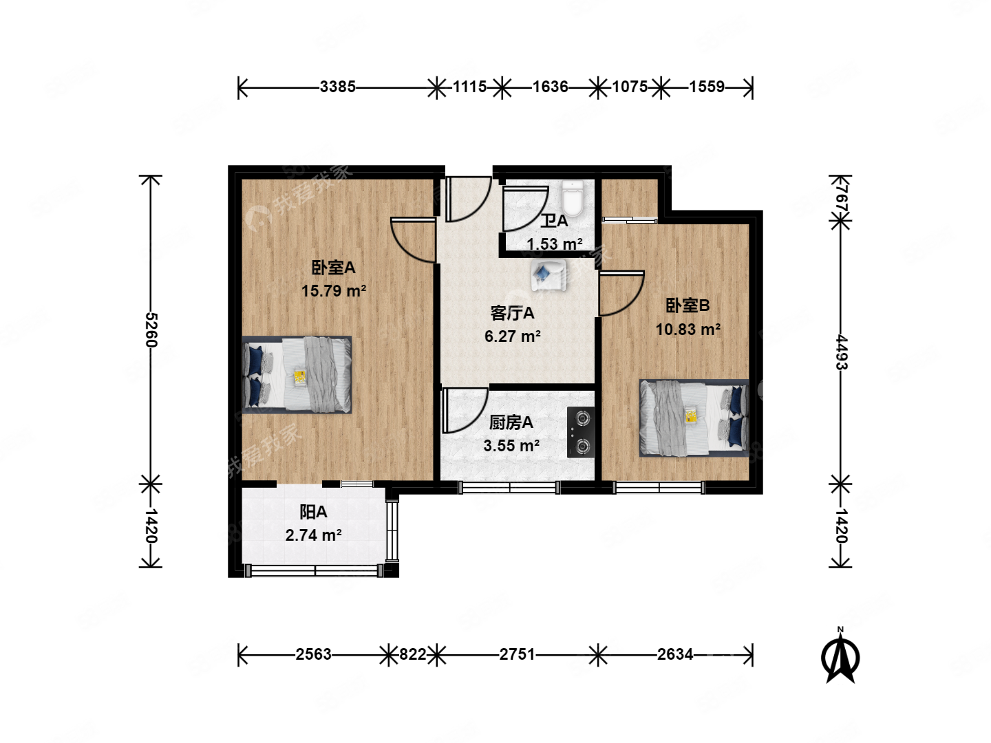四路通小區(qū)2室1廳1衛(wèi)50.01㎡南218萬