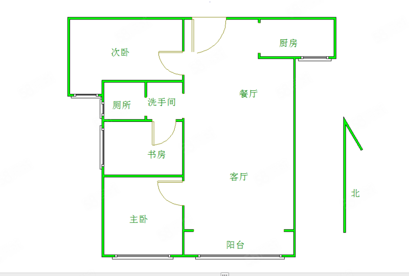 保利中心华府3室2厅1卫97㎡南北170万