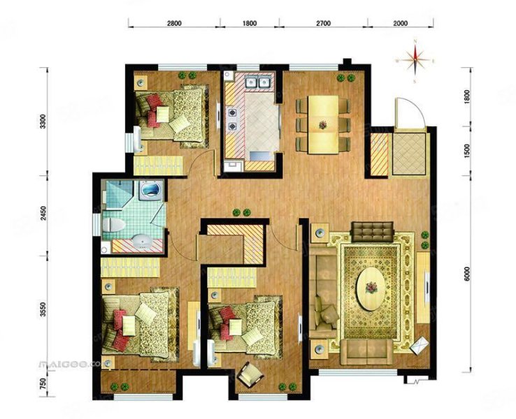 锦都家园3室2厅1卫116㎡南59万