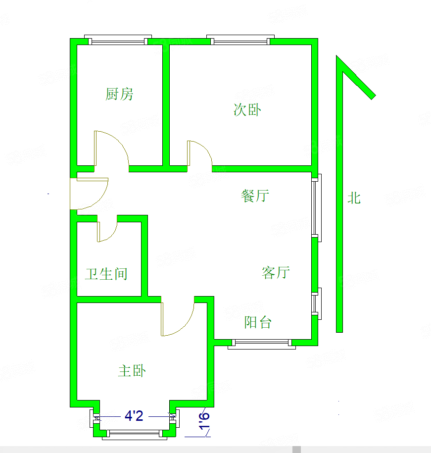 筑福城小区2室2厅1卫81㎡南北72万