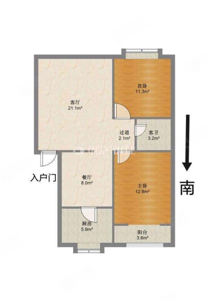 绿景园2室2厅1卫93.49㎡南北44.5万