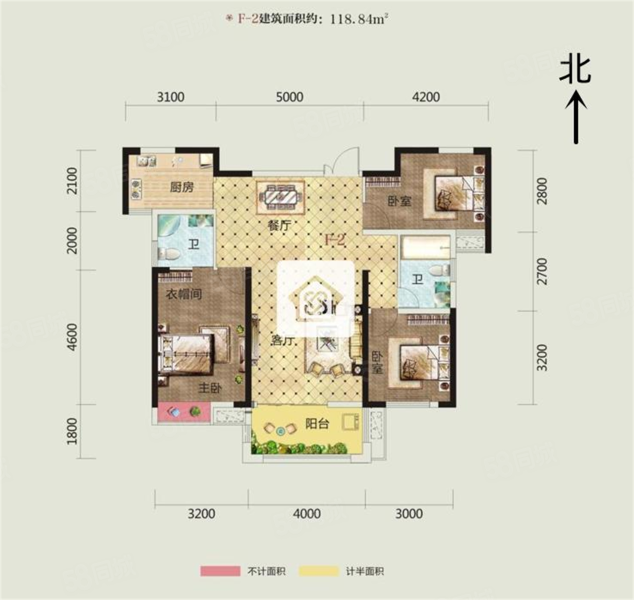 富兴御城3室2厅2卫119㎡南北88万