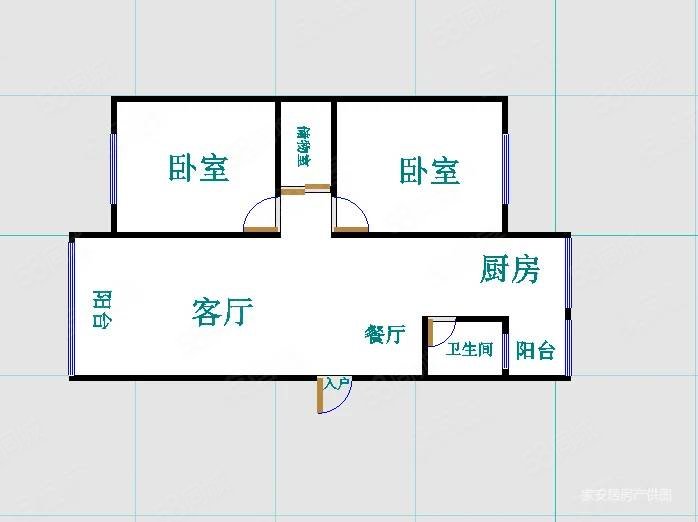 九四信箱2室2厅1卫54.3㎡南北76万