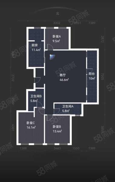 全运村翡翠园(A区)3室2厅2卫145.49㎡南北260万