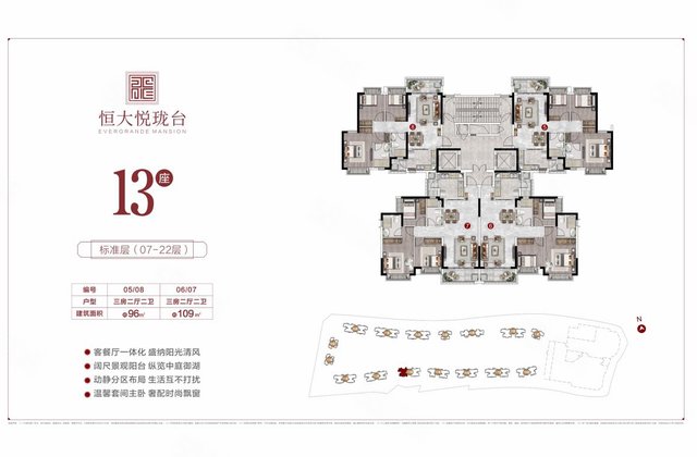 恒大悦珑台3室2厅95.98㎡88万二手房图片