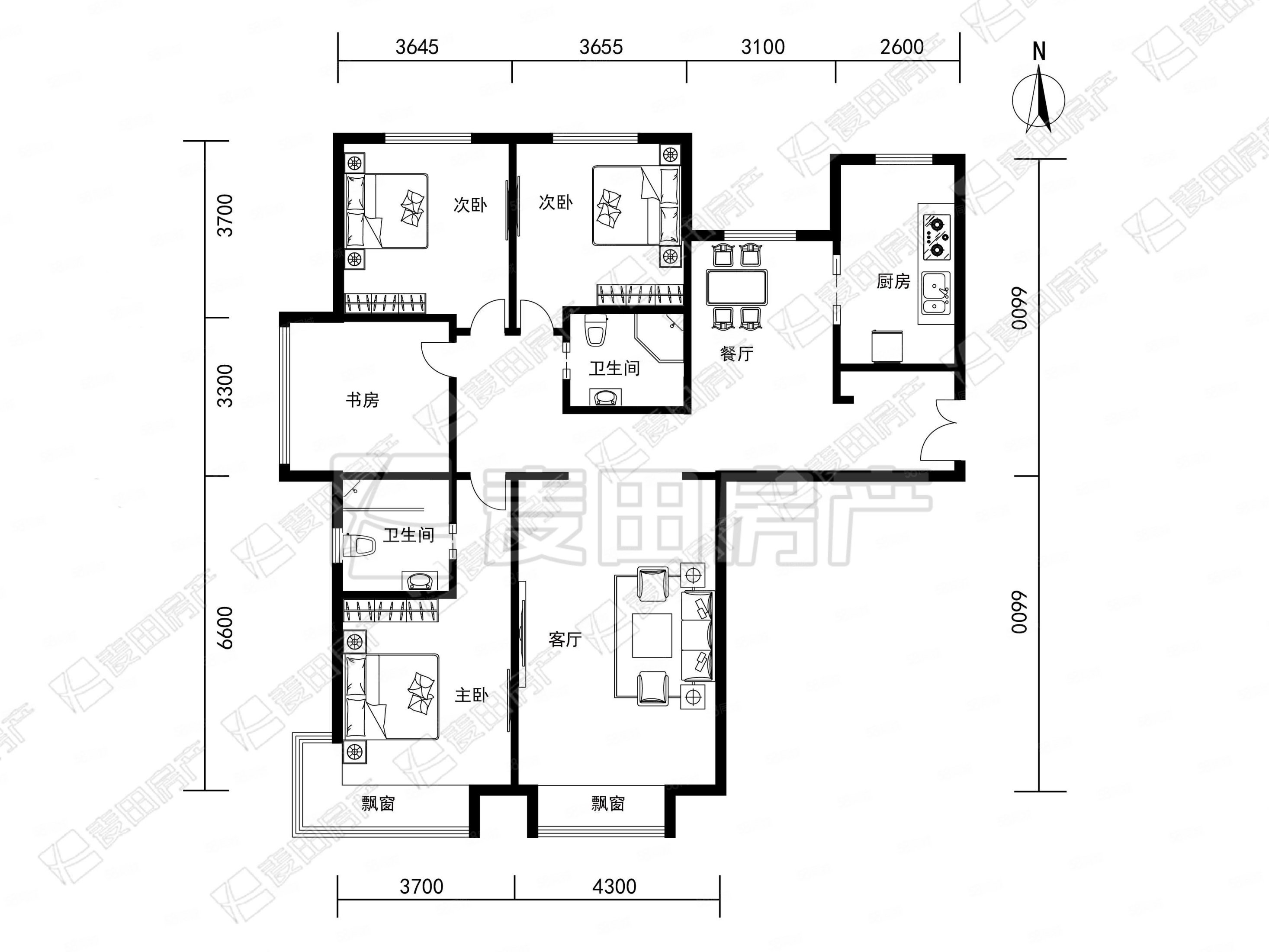 南北通透4室2厅润泽公馆精装修