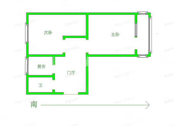 泰来西里2室1厅1卫53.02㎡南北64万