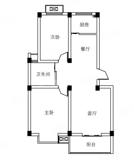 御城华府西院2室2厅1卫96.61㎡南北53.9万