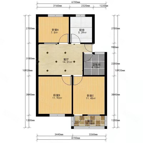 宁国新村3室1厅1卫91㎡南北140万