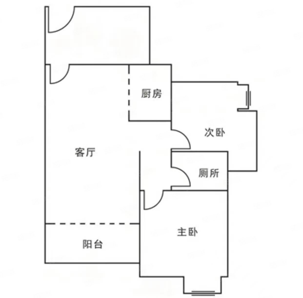 天湖壹号2室2厅1卫90㎡南北62万