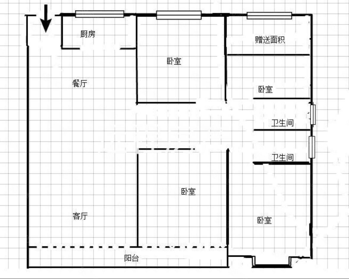 中梁国宾首府4室2厅2卫128㎡南北80万