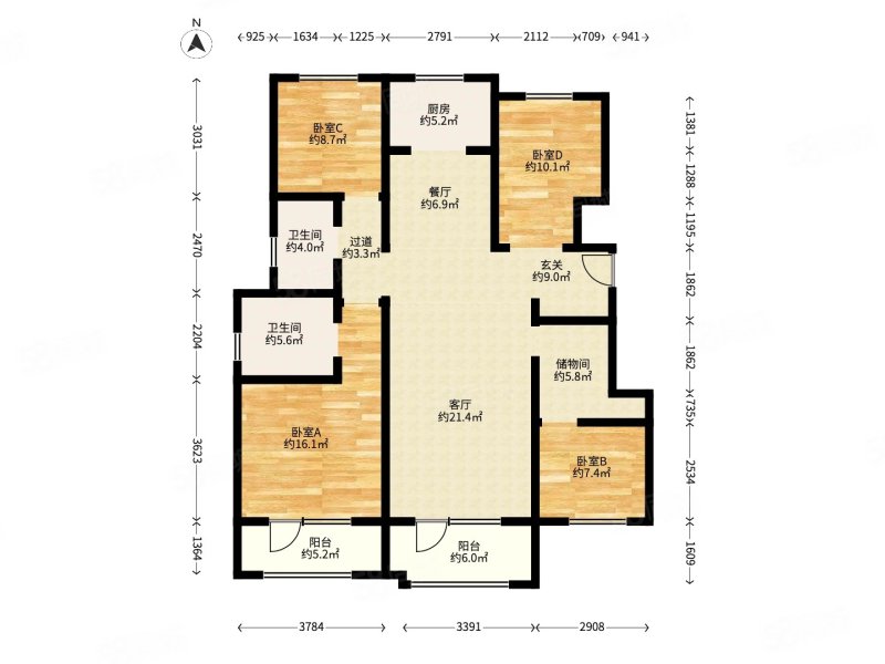 新兴中心城4室2厅2卫127.87㎡南131万