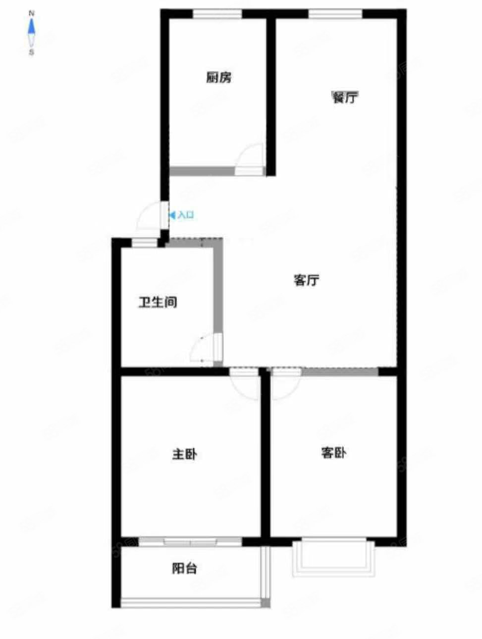 紫馨园2室2厅1卫95㎡南47万