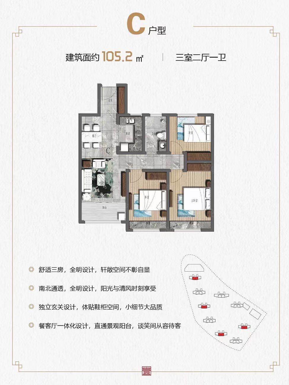 尚城壹品3室2厅1卫106㎡南北62万