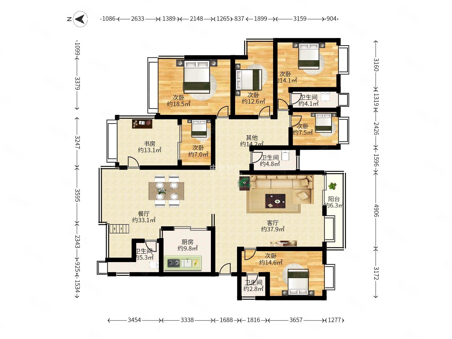 皇御苑(二期)7室2厅2卫196.32㎡南北0万