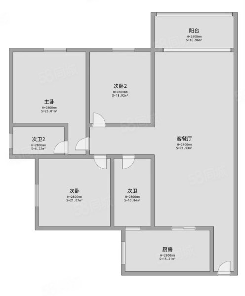 江湾城3室2厅2卫100㎡南北63.8万