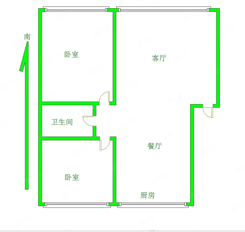 万泰上上城2室2厅1卫98㎡南北57万