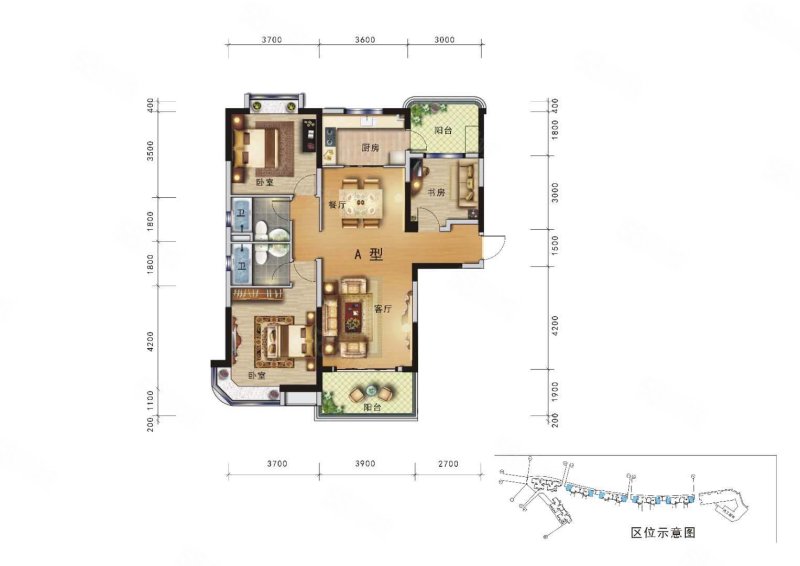 随州碧桂园3室2厅2卫120㎡南北65.8万