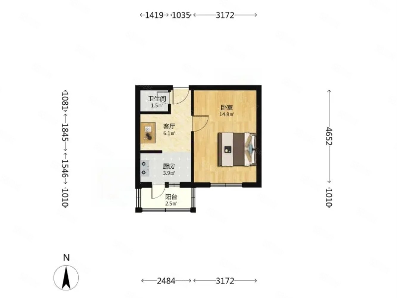 南沙灘和諧小區(qū)1室1廳1衛(wèi)37.33㎡南218萬