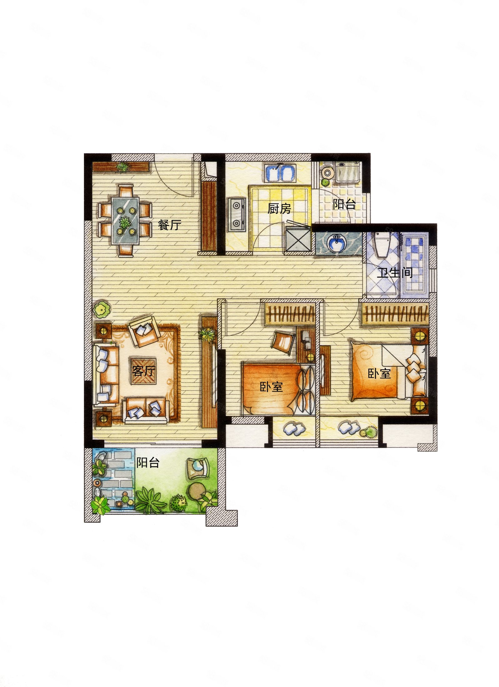 中航城国际社区(c区北区)2室2厅1卫76㎡南北280万