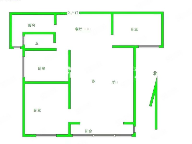 九悦鸿城3室2厅1卫107.6㎡南68万