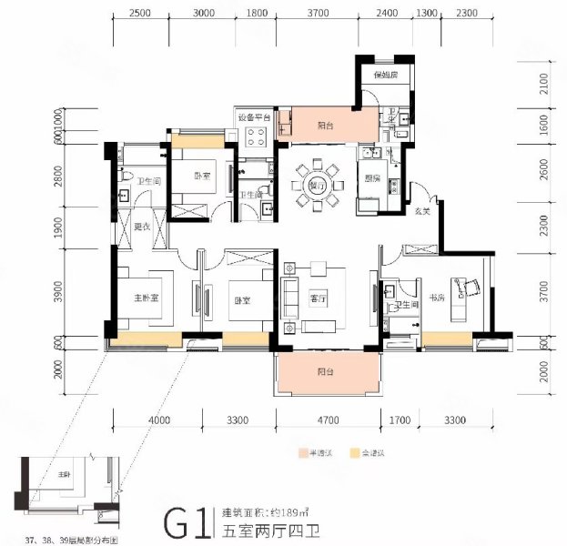 明昇壹城5室2厅3卫189.44㎡南北295万