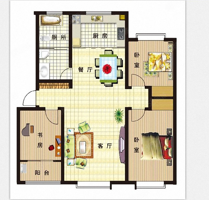 江滨小区3室1厅1卫93.6㎡南北179万