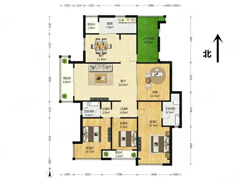 中央特区(西区)4室2厅2卫196㎡南北523万