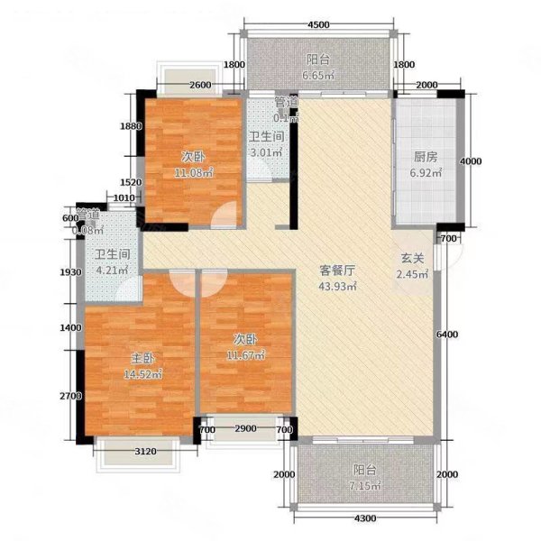 盛世华都3室2厅1卫95㎡南北52.8万