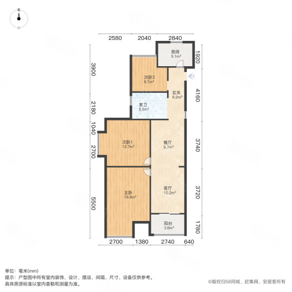 银龙鑫苑北苑3室1厅1卫86.22㎡南160万