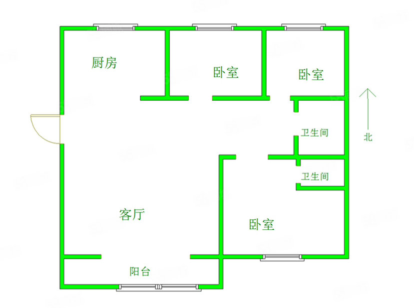 富力城3室2厅2卫109㎡南北67万