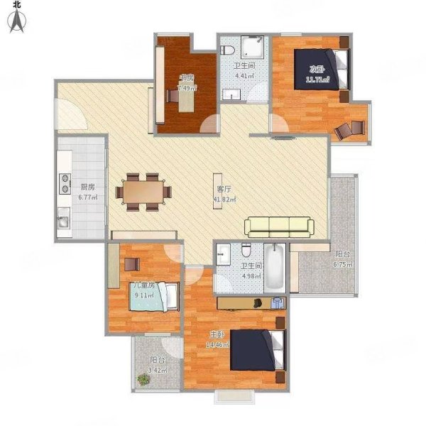 数码港中央公馆3室2厅1卫125㎡南北69.8万