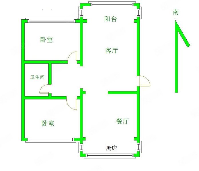 双路小区2室2厅1卫87.48㎡南北155万