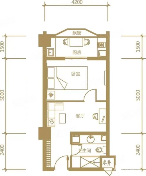 碧桂园天玺(商住楼)1室1厅1卫42㎡南北36万