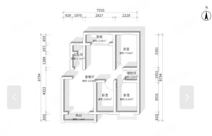 滨江国际花苑(14-112号)3室2厅2卫126㎡南北124.8万