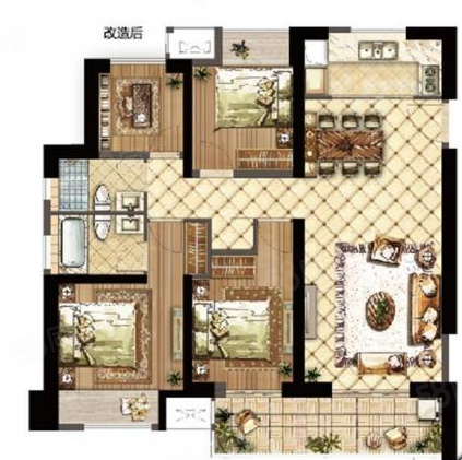 世茂时光里4室2厅2卫126.37㎡南北162万