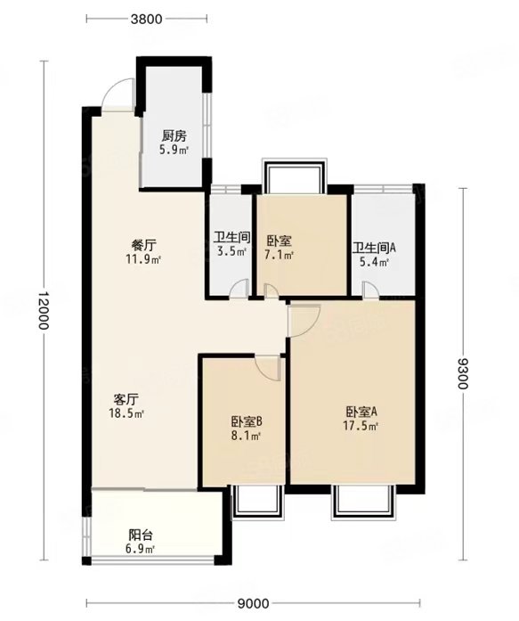 玉湖公馆3室2厅2卫127㎡南82万