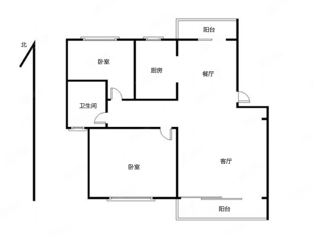 龙湖新城CD区2室2厅1卫84㎡南北48万