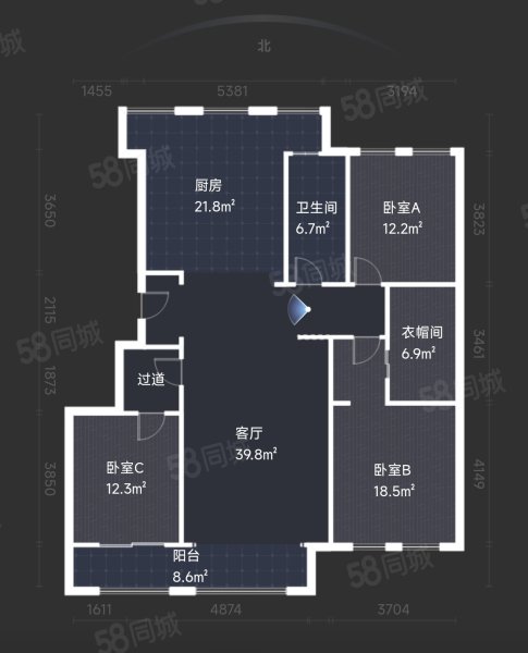 全运村翡翠园(B区)3室2厅2卫164.23㎡南北238万