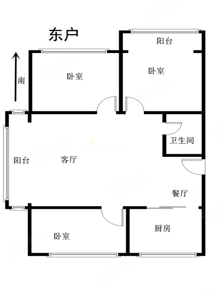 滨海C区3室2厅1卫87.5㎡南北16万