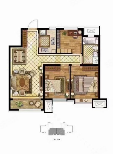 泰和花园(高碑店)3室2厅1卫96㎡南北59万