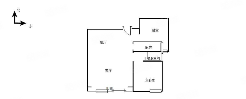 楚汉汇景国际2室2厅1卫89㎡南北65万