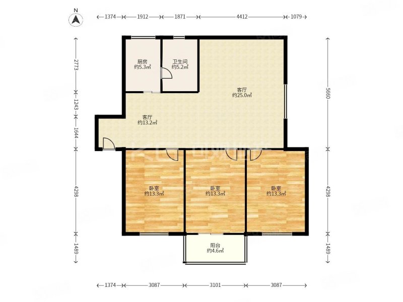 东湖宾馆宿舍3室2厅1卫118.17㎡东南299万