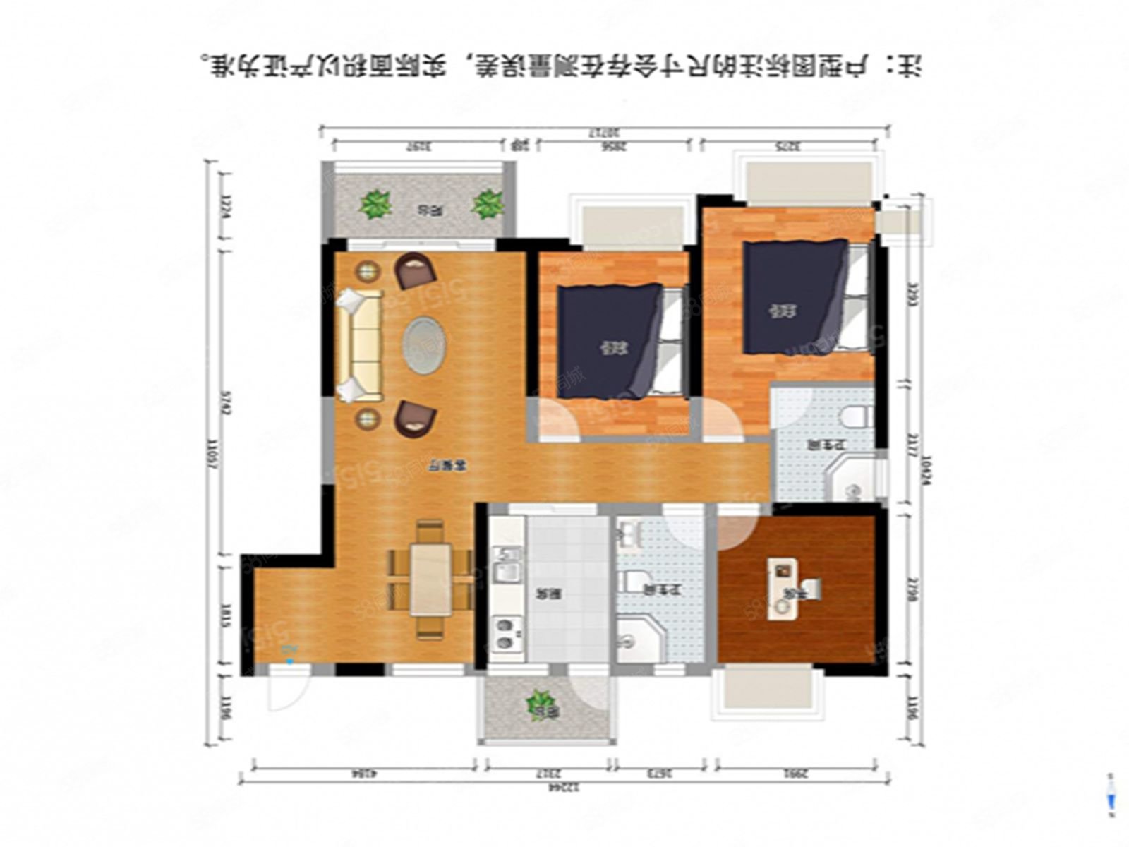 融创银城玫瑰公馆3室2厅2卫112.61㎡南北158万